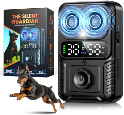Automatic Bark Control Box, Smart Dog Bark Deterrent Device, Anti Barking Device for Dogs Stop Neighbor’s Dog Barking, Owl Design Bark Silencer with 2X Emitters 50FT, Waterproof for Indoor Outdoor
