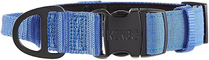 KONG Ultra Durable Padded Comfort Handle Dog Collar (XL, Blue)