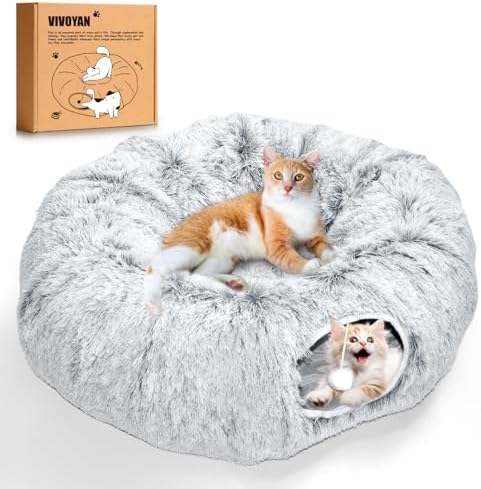 VIVOYAN Multifunctional Cat Tunnel Toy - XL Interactive Cat Play Tunnel with Climbing Holes and Thick Resting Mat, Ideal for Mult Homes and Extended Playtime