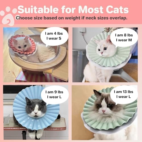 2 Pieces Soft Cat Cone Collar– Adjustable Lightweight Recovery E-Collar to Stop Licking, Scratching & Biting After Surgery, Comfortable Wound Healing Cone Alternative (Pink, M)