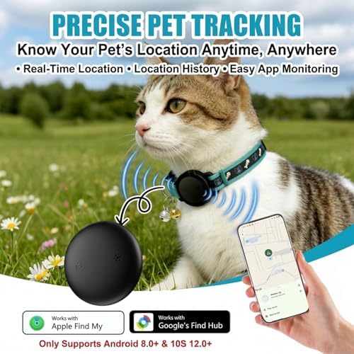 Smart Pet Collar Tracker, Dog & Cat Tracker, Real-Time Accurate Location, IPX7 Waterproof, Lightweight & Comfortable, No Monthly Fee,Android/iOS