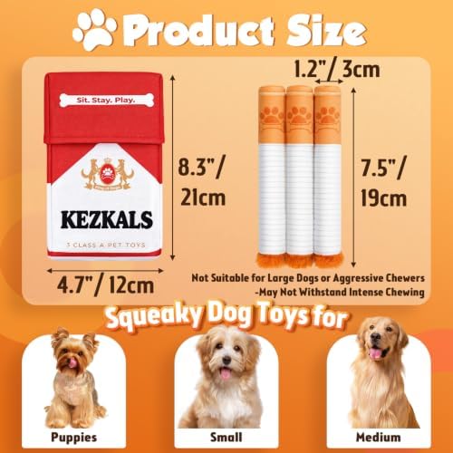 KEZKALS 3 Pack Funny Dog Toys for Small Medium Dogs, Squeaky Dog Pet Toy