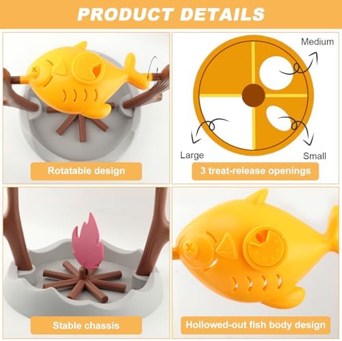 BBQ-Style Cat Slow Feeder, Interactive Toy, Treat Puzzle Feeder for Pets, Mental Stimulation Food Dispensing Toy, Puppy Kitten Dishes, Keeps Pets Busy & Prevents Overeating