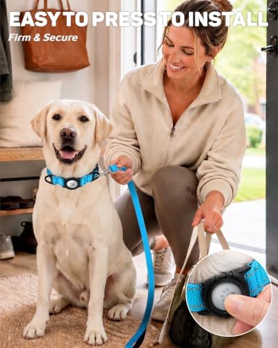 Padded Dog Collar with Waterproof Holder Compatible with Airtag