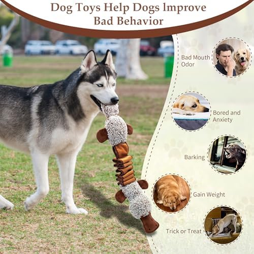 BUYPOW Squeaky Dog Toys, Interactive Tug of War Puppy Toys, Funny Plush Dog Chew Toys, Stuffed Dog Toys for Small,Medium and Large Dogs - Platypus