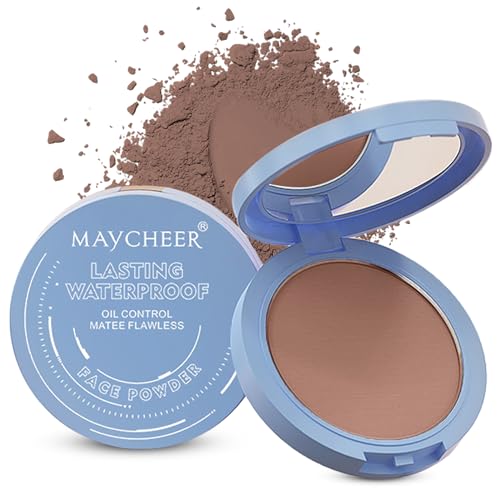 Face Powder, Setting Powder, Lasting Waterproof Oil Absorbing Pressed Powders Compact for Face (07# BROWN)