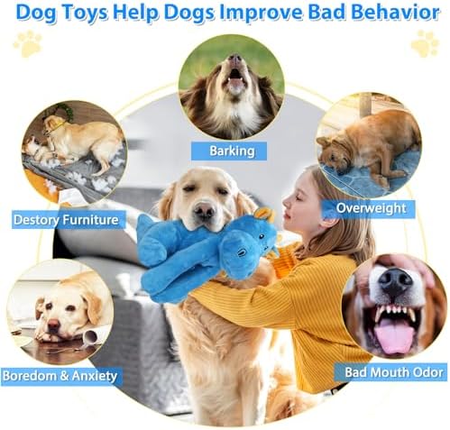 Letsmeet Dog Toys for Puppy Toys, Interactive Plush Dog Toy with Squeaker and Crinkle Paper, Suitable for Reducing Boredom and Anxiety, Cute Pet Toy for Small, Medium and Large Dogs