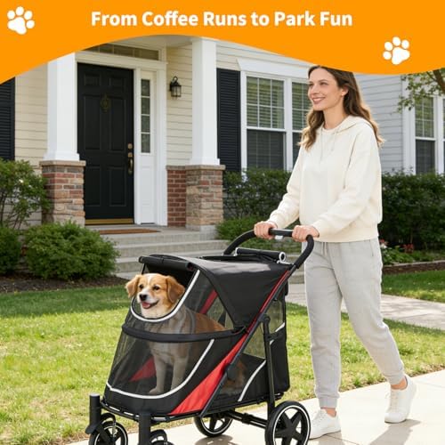 Large Dog Stroller for Big Dogs, 11in Heavy Duty Double Door Pet Cart