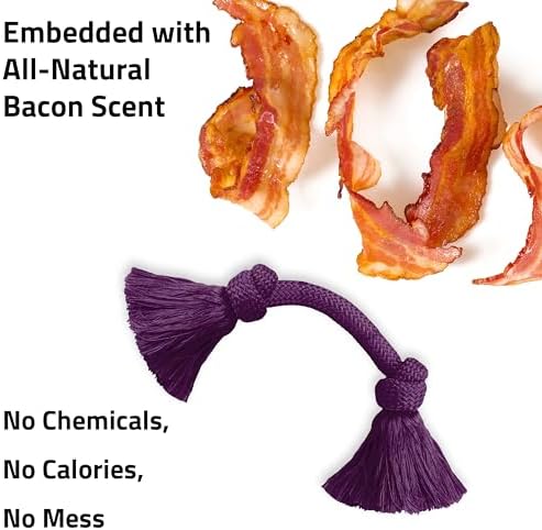 Playology Tug Rope Dog Toys for Medium Dogs - Medium, Bacon Scent