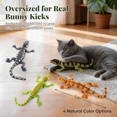 CiyvoLyeen Plush Lizard Catnip Toys for Indoor Cats 4 Pack