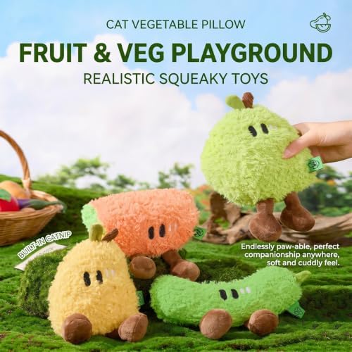 2PCS Fruit Juice Squeaky Dog Toys for Aggressive Chewers, Durable Squeak for Puppy Teething, Interactive Plush Chew Toys for Boredom and Anxiety Relief(WaterMelo+Cucumber)