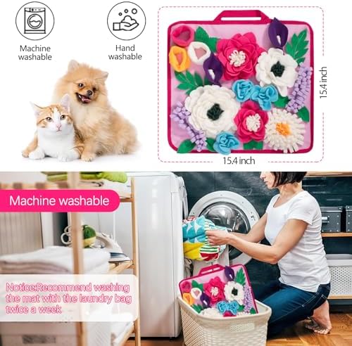 Snuffle Mat for Dogs Pet Treats Feeding Mat for Small/Medium Breed Dogs Non-Slip/Portable/Durable Interactive Dog Puzzle Toys Encourages Natural Foraging Skills (Rose Pink)