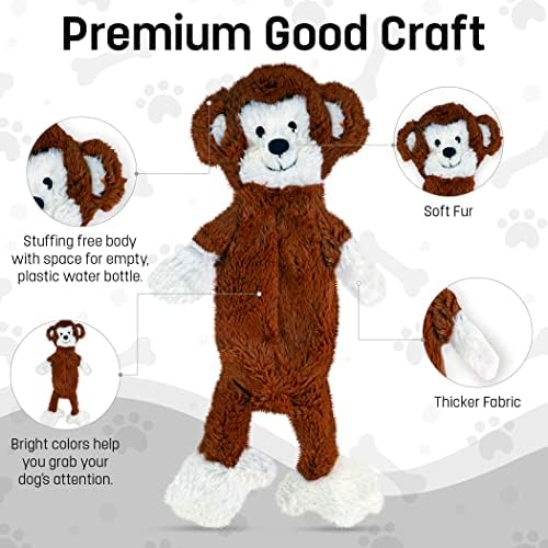 FGA MARKETPLACE Pack of 3 Flat NO Stuffing NO Squeak Plush Dog Toy, Funny Style Will Entertain Your Pet for Hours, Recommended for Small and Medium Dog 21 INCH Long
