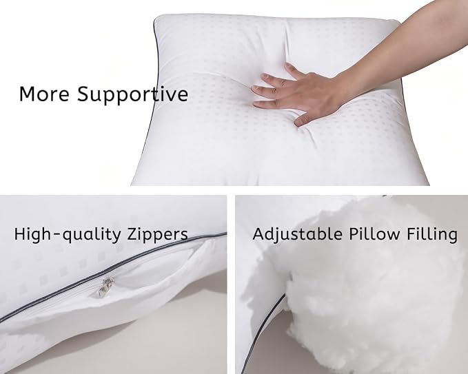 12"x20"Pillow Inserts Set of 2 with 100% Cotton Cover Decorative Square Throw 12x20 Pillows for Couch, Sofa and Bed - White(2, 12x20)