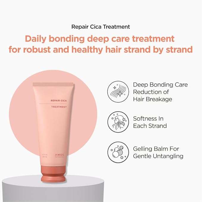 AMOS PROFESSIONAL Repair Cica Shampoo 2.0 fl.oz + Hair Mask 1.3 fl.oz + Bonding Hair Oil 0.33 fl.oz Mini Kit l Repairs, Strengthens, & Nourishes for Split Ends & Breakage, Reverse Hair Damage
