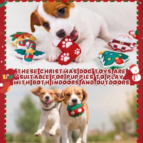 Soulchen 80 Pcs Christmas Dog Toys Set Puppy Squeaky Toys Bulk Cute Stuffed Plush Dogs Chew for Small Medium Pet with Squeakers for Fun & Teething