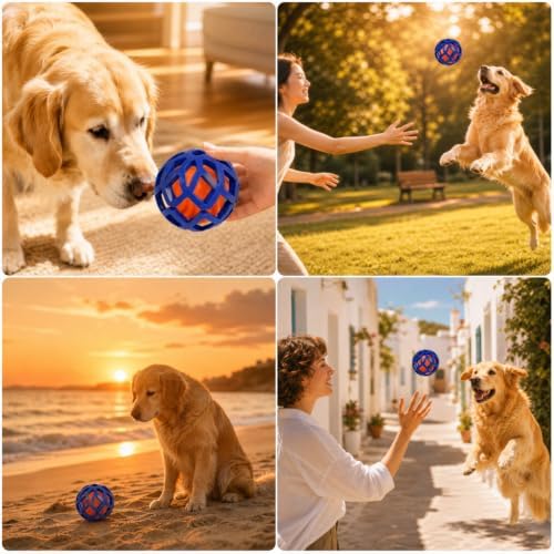 LDZ&CHX Interactive Dog Ball with Rubber Cover, Durable Dog Toys to Keep Them Busy, Automatic Moving Dog Balls for Indoor Play,Rubber Cover Protects Dog Teeth,Not for Heavy Chewers