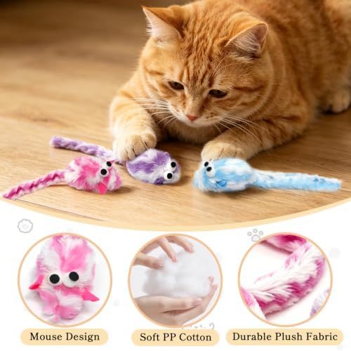 Door Hanging Cat Toy Set, 6 Pack Interactive Self-Play Cat Teaser with Retractable Elastic String, Hanging Door Cat Toys for Indoor Cats Kitten, Boredom Relief, Hunting Instinct, Exercise