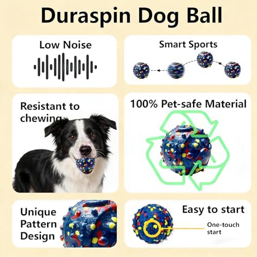 Interactive Dog toys, Smart Dog ball, E-TPU Material Automatic Moving, Bouncing, Vibrating ball Durable Duraspin Design for Aggressive Chewers.Keeps Dogs Busy and Entertained.Suitable for all dogs