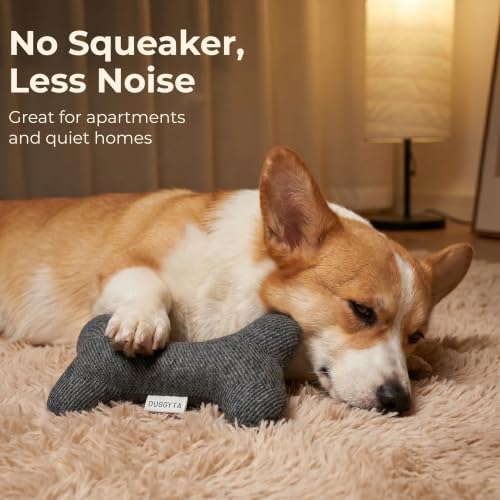 Blue Plush Dog Bone Toy – No Squeaker, Lightweight, Durable & Soft Chew Toy Made from Cotton Fabric – Gentle on Puppy Teeth & Gums – Ideal for Small to Medium Dogs Indoor or Outdoor