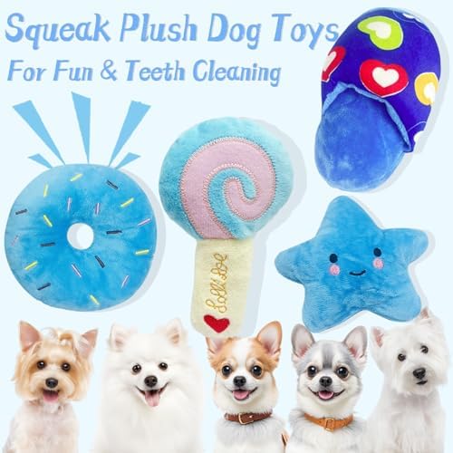 Puppy Toys for Small Dogs, 4 Pack Squeaky Plush Chew Toys for Puppy — Soft Interactive Teething Toys for Chihuahua, Yorkie, Small Breeds