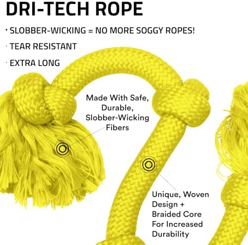 Playology Tug Rope Dog Toys for Large Breed Dogs - Mega Size, Chicken Scent