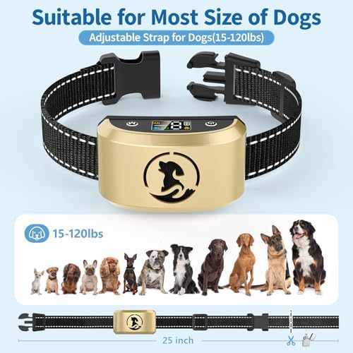 Smart Dog Bark Collar - Recognition Chip & 8 Adjustable Sensitivity Levels | 4 Humane Beep & Vibration Training Modes, IP67 Waterproof Magnetic Fast Charging Anti Bark Collar for Large Medium Small Dogs