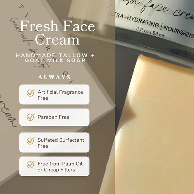 Pretty farm girl Facial Cleansing Bar – Tallow & Goat Milk Soap with Lavender & Frankincense – Gentle Face Cleanser for Sensitive Skin, 5oz
