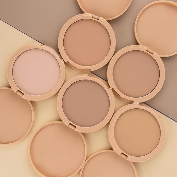Pressed Matte Face Powder Makeup & Setting Powder for Poreless Wrinkle Blurring Contour Concealer Finishing,Lightweight,High Coverage,Shine Control, Brown-Matte
