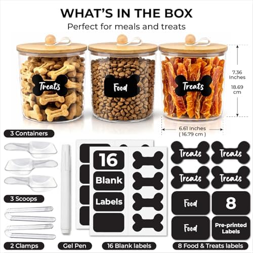 Dog Treat Container Airtight & Dog Treat Jar With Lid: Pet Food Storage