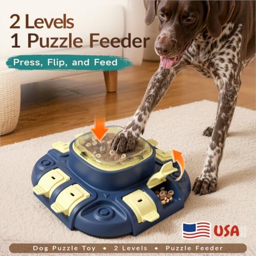 KADTC 2-Level Dog Puzzle Toy for IQ Training, Slow Feeder & Treat Dispenser