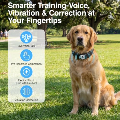 GPS Wireless Dog Fence No Subscription, Full App Control, Custom Virtual Fence, WiFi & SIM Card Supported, First‑Person View, Two‑Way Audio, Adjustable for Medium & Large Dogs