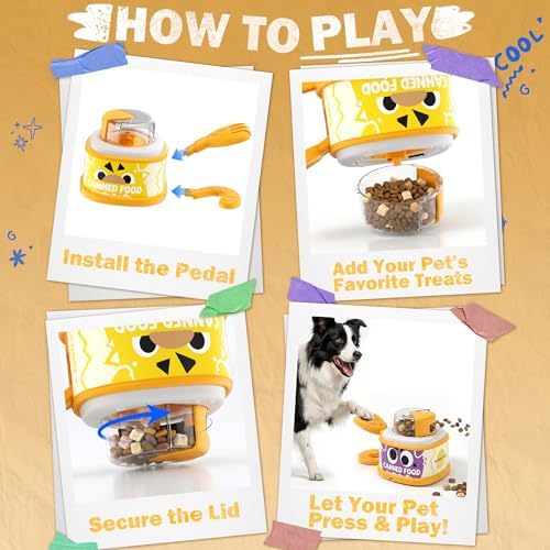 Dog Treat Dispenser Toy, Interactive Dog Enrichment Toy with Adjustable Food Opening, Step & Spin Puzzle Feeder for Mental Stimulation, Non-Slip Slow Feeder Toy for Small & Medium Dogs