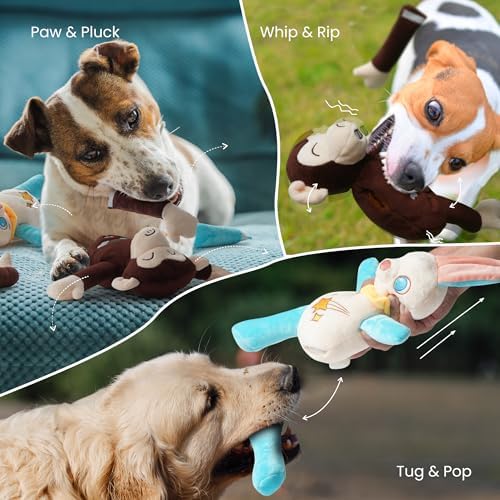 Nocciola Tearable Pull Rip Apart Dog Toys with Squeaker & Crinkle - Interactive Stuffed Plush Puzzle Enrichment Chew Toys for Small Medium Large Breeds