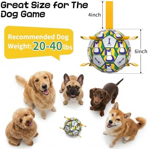 Dog Soccer Ball with Straps, 6 Inch for Small and Medium Dogs, A