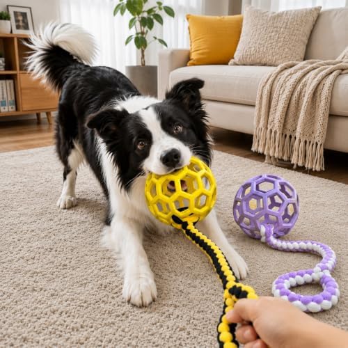 Braided Fleece Dog Tug Toy with Ball, Tug of War Rope Random/1PC