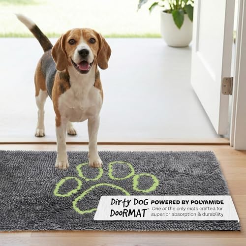 Dog Gone Smart Dirty Dog Doormat - Fast Drying Rug with Super Gripper Backing for Clean Floors - Super Absorbent and Machine Washable Mat for Muddy Paws - Cool Grey | Super Gripper Backing for Clean Floors - Absorbent Microfiber and Machine Washable Ma...