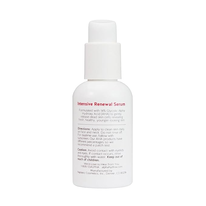 Alpha Skin Care Renewal Serum, 14% Glycolic AHA, Anti-Aging Formula, Reduces Lines & Wrinkles, Alpha Hydroxy Acid Exfoliates & Evens Skin Tones, Rejuvenates & Hydrates, 2 Oz, Pack of 2