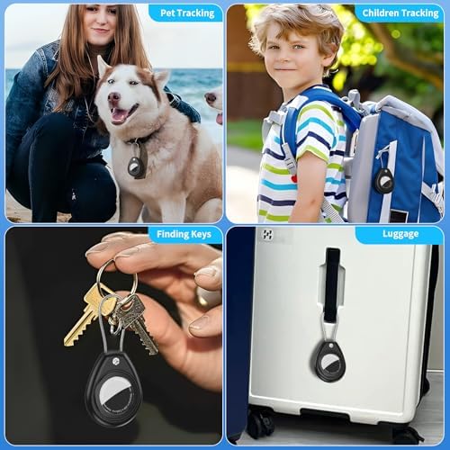 2 Pack for AirTag Keychain Holder, Anti-Scratch Waterproof Case Dog Collar | 1st/2nd Gen Air Tag Compatible,Hex Lock Secure,Metal Wire Cable,for Luggage Tracker,Pet Collar Charms,Backpack,Keys,Wallet