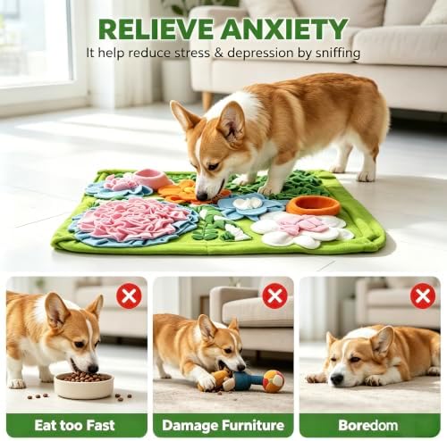 Snuffle Mat for Dogs, Slow Feeder Dog Puzzle Toy, Pet Enrichment Mat