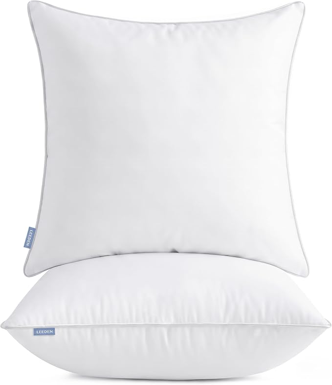 Leeden 26x26 Pillow Inserts Set of 2-26 Inch Oversized Pillow Insert, Soft Fluffy Square Cushion Forms for Bed & Couch, White Decor Insert Pair