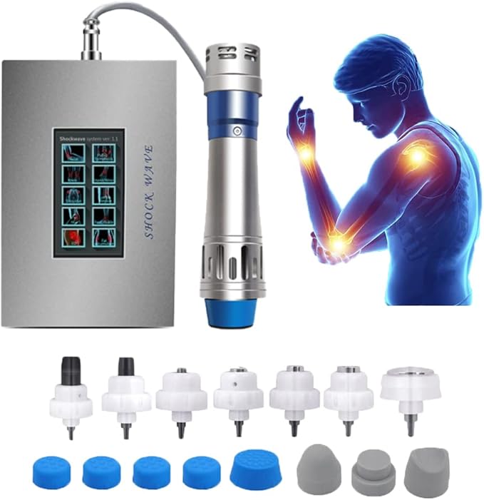 Muscle Massage Gun Impulse Gun Deep Tissue Percussion Muscle Massager for Neck Back, Shoulder Body Pain Relief Electric Spine Chiropractor 7 Heads Chiropractic Adjustment Tool