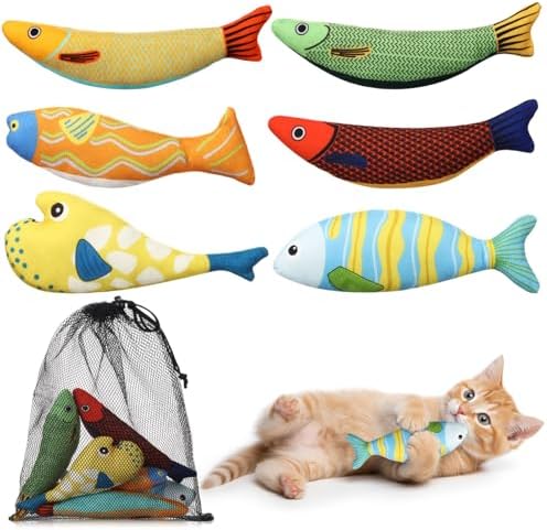 6 Pack Christmas Catnip Cat Toys, Saury Shape