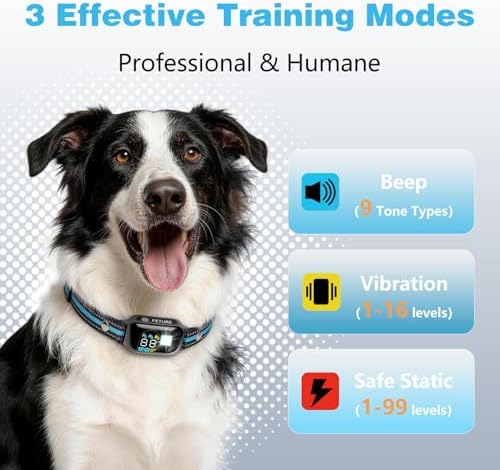 2 in 1 Shock Collar for Dogs 7-120lbs, Automatic Bark Collar with Remote Control, 3300ft IPX7 Waterproof E Collar for Large Medium Small Dogs with Beep (1-9), Vibration(1-16), Safe Shock(1-99)