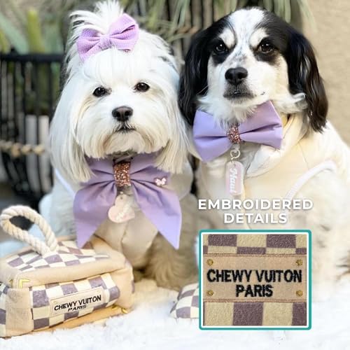 Haute Diggity Dog Chewy Vuiton Trunk Puzzle with 3 Plush Squeaky Dog Toys