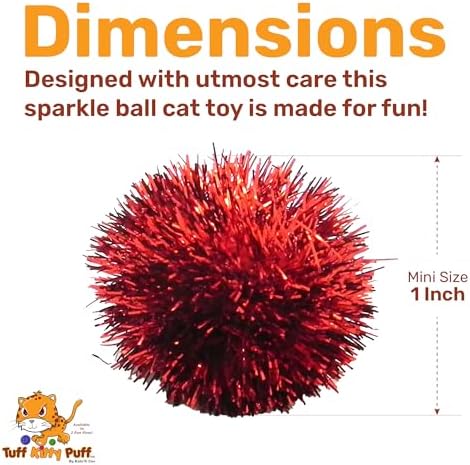 Tuff Kitty Puff 1 Inch Mini Sparkle Ball Cat Toy – 12pk Multi-Color