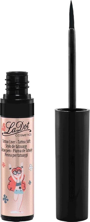 LaDot Temporary Tattoo Liner Pen – Fine Tip Waterproof Body Art Marker for Drawing Custom Skin Designs – Ideal for Temporary Tattoos, Festivals, Parties & More (Black)