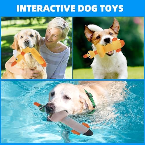 Mihachi Floating Dog Water Pool Toys 2 Pack for Swimming Pool, Interactive Crinkle Pet Puppy Chew Toys for Play and Training, Funny Duck Toy for Small Medium Large Breed, Wild & Yellow Duck