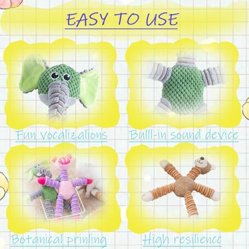 2026 Upgraded Dog Toys for Aggressive Chewers,Dog Toys for Large Dogs, Puppy Toys Indestructible for Large Medium Small Dogs (7.9 * 14.9in) (Bear*1 & Elephant*1)
