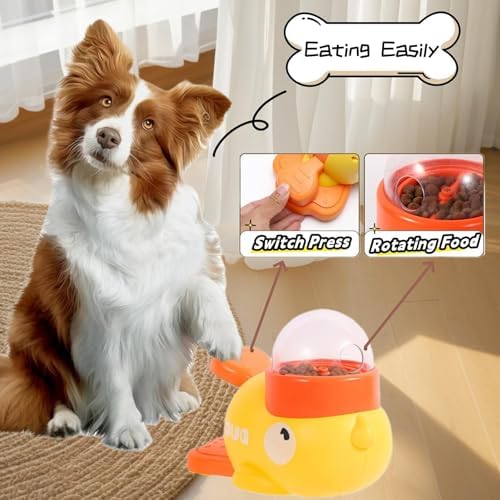 Duck Cat Treat Dispenser, Little Yellow Duck Cat Toy Treat Feeder, Ducks Puzzle Feeder for Cats, Interactive Ducks-Shaped Puzzle Feeder for Dogs, Slow Feeder for Pet Eating & Iq Training (White)